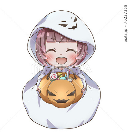 Girl In Ghost Disguise Who Came To Get Sweets 4 Stock Illustration