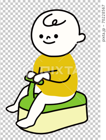 トイレトレーニングを進んでする赤ちゃんのイラスト素材