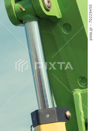 Piston or actuator of hydraulic and pneumatic machinery. Technology and engineering concept Piston or actuator of hydraulic and pneumatic machinery. Technology and engineering concept 70229450