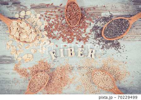 Vintage photo, Food containing natural vitamins and dietary fiber, healthy nutrition concept Vintage photo, Food containing natural vitamins and dietary fiber, healthy nutrition concept 70229499