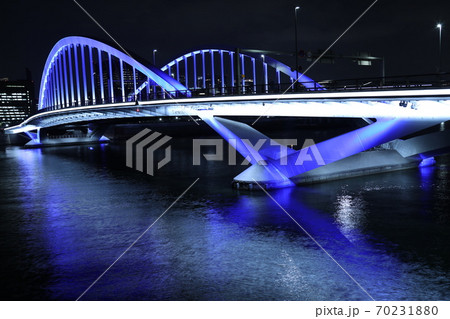 水辺のにぎわい創出する隅田川橋梁のライトアップ 『築地大橋』 水辺のにぎわい創出する隅田川橋梁のライトアップ 『築地大橋』 70231880