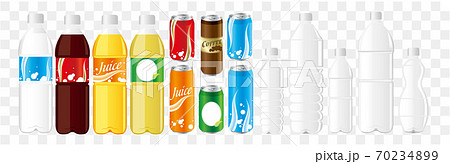 drinks juice cans pet bottle Set Vector  70234899
