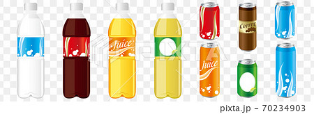 drinks juice cans pet bottle Set Vector  70234903