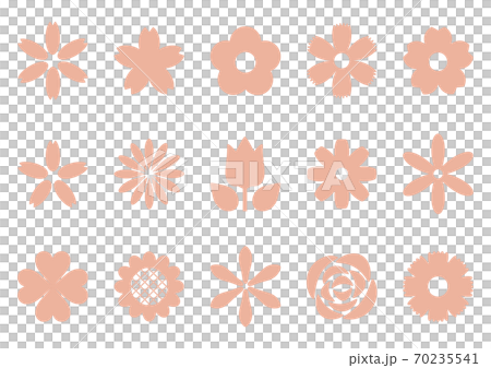 花のアイコンセット　単色ピンク 70235541