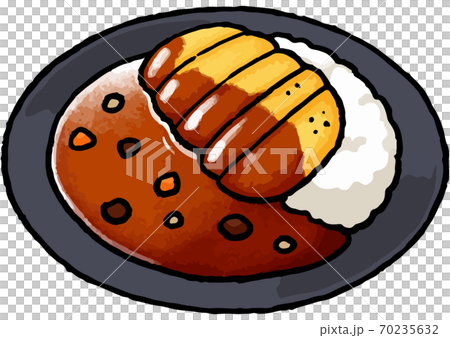 【手描き食べ物イラスト】カツカレーのイラスト 70235632