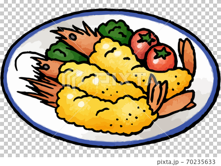 手描き食べ物イラスト エビフライのイラストのイラスト素材