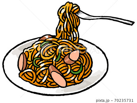 手描き食べ物イラスト スパゲティナポリタンのイラストのイラスト素材