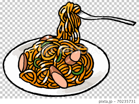 手描き食べ物イラスト スパゲティナポリタンのイラストのイラスト素材