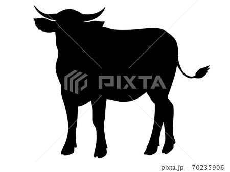 牛のシルエット 動物 牛 丑年 3 雄の牛のイラスト素材