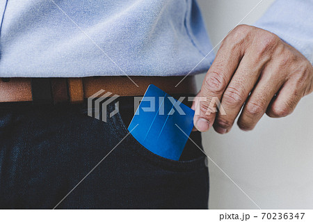 Businessman hold credit cards, Pay by credit card and card payment conditions concept. 70236347