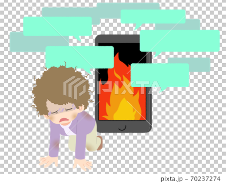 ネット炎上で痛い目を見た女性 - イメージイラスト 70237274