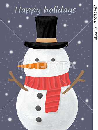 クリスマスシーズンの雪だるまのグリーティングカード クリスマスシーズンの雪だるまのグリーティングカード 70237902