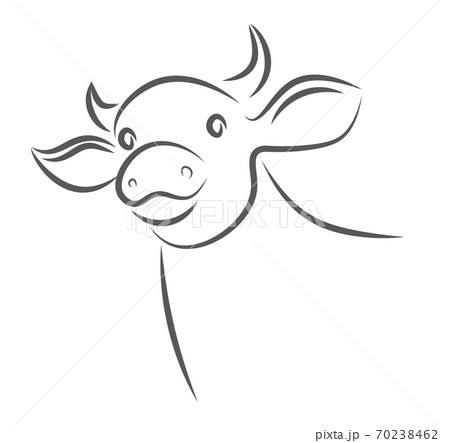 021年 丑年の年賀状素材 牛のシンプルなイラスト かわいい牛の顔のイラスト素材