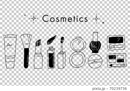 コスメ・メイク・化粧品のおしゃれな手描きイラストのセット／かわいい／美容／ビューティー／メイクアップ 70239736