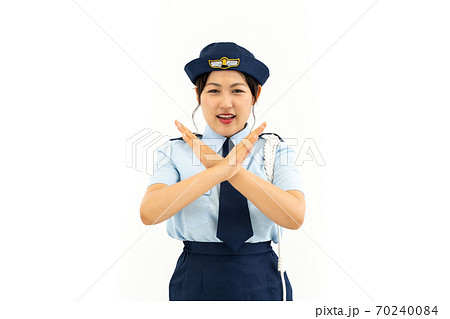 ダメポーズの婦人警官の写真素材