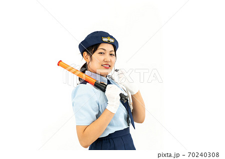 交通整理をする婦人警官 交通整理をする婦人警官 70240308