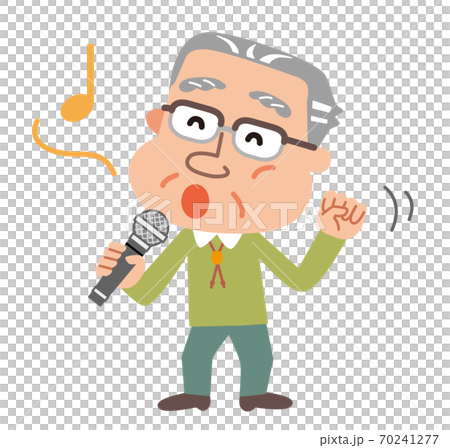 高齢者　カラオケ　イラスト 70241277