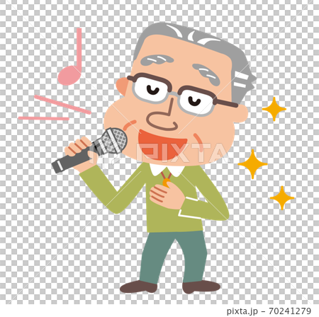 高齢者　カラオケ　イラスト 70241279