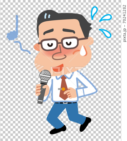 中年男性 会社員 カラオケ イラストのイラスト素材