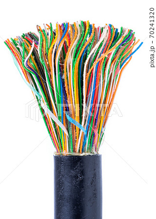 Gel Filled Telecommunication Cable Isolated on White Background Gel Filled Telecommunication Cable Isolated on White Background 70241320