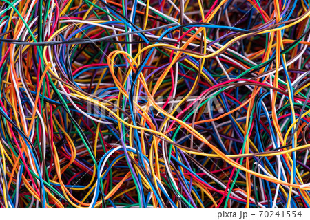 Pile of scrap cable, recycling industry Pile of scrap cable, recycling industry 70241554