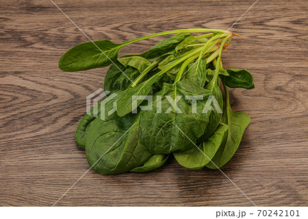 Fresh green Spinach leaves heap 70242101