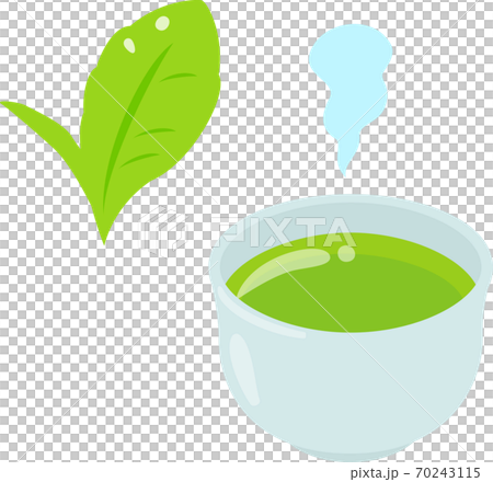 湯呑みに入った緑茶と茶の葉 湯呑みに入った緑茶と茶の葉 70243115