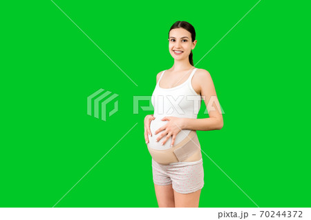 Close Pregnant Woman Underwear Wearing Elastic Pregnancy Bandage