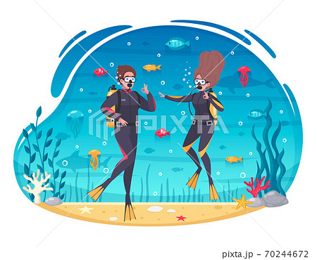 Diving Cartoon Composition  70244672