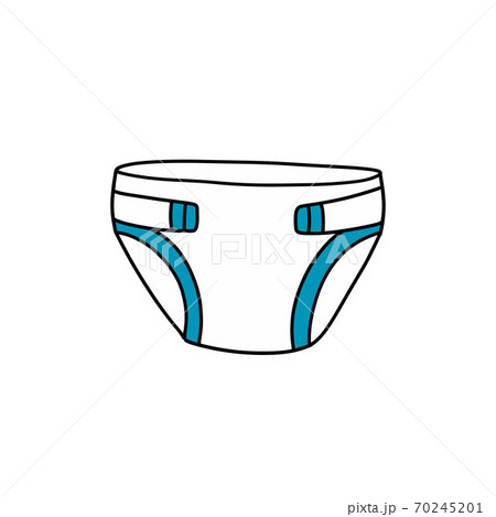 baby diaper doodle icon, vector color illustration 70245201