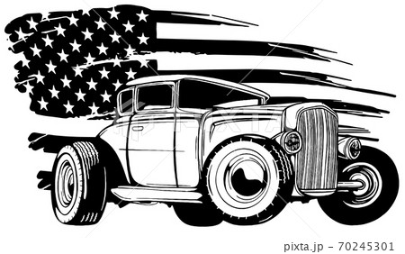 Vector Cartoon Retro Hot Rod vector illustration design 70245301