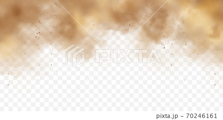 Realistic dust clouds. Sand storm. Polluted dirty brown air, smog. Vector illustration. 70246161