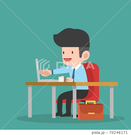businessman  shaking hand agreement  online 70246171
