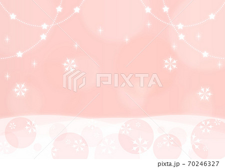 淡い優しい雰囲気のピンク色雪景色背景のイラスト素材