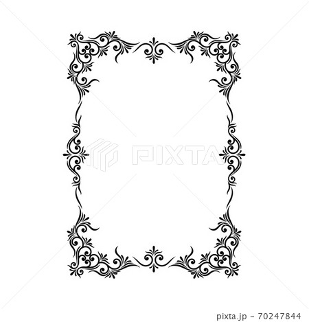 Ornamental Black Frame with Filigree Swirls Vector Clipart 70247844