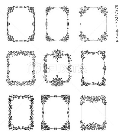 Black Ornate Frames with Filigree Swirls Vector Set Black Ornate Frames with Filigree Swirls Vector Set 70247879
