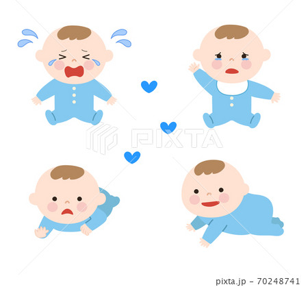 感情豊かな赤ちゃんのポーズセット 男の子 イラストのイラスト素材 感情豊かな赤ちゃんのポーズセット 男の子 イラストのイラスト素材
