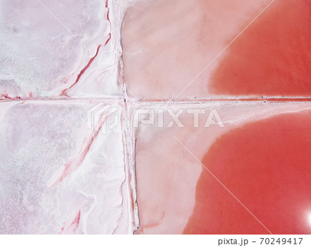 Crimean Sasyk-Sivash red salt lake aerial lanscape 70249417