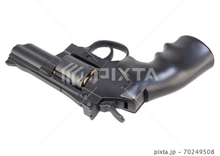 lock and load revolver with ammunition in cylinder isolated on white 70249508