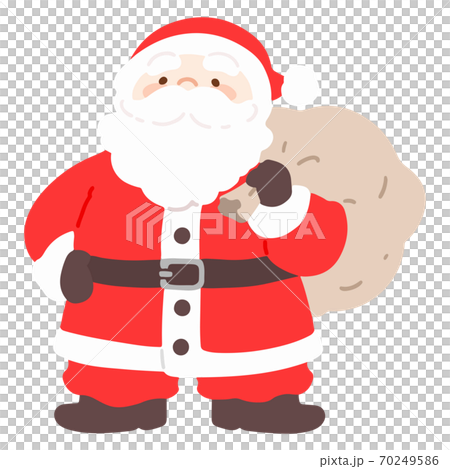 Illustration of Santa Claus holding a bag with a simple and cute gift, no main line Illustration of Santa Claus holding a bag with a simple and cute gift, no main line 70249586