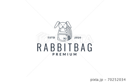 Rabbit Or Bunny With Bag Line Logo Vector のイラスト素材