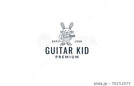 rabbit or bunny play guitar line cute cartoon vector illustration rabbit or bunny play guitar line cute cartoon vector illustration 70252075
