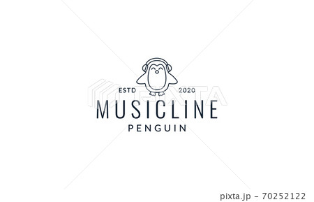 Penguin Line With Headphones Music Cute Cartoon のイラスト素材