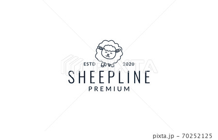 Lamb Or Sheep Or Goat Cute Cartoon Line Logo のイラスト素材