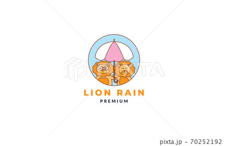 cartoon lion with umbrella logo icon vector illustration 70252192