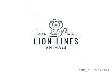 lion sit cute cartoon line logo icon vector illustration 70252193