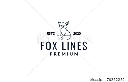 Fox Side Cute Cartoon Line Logo Icon Vector のイラスト素材