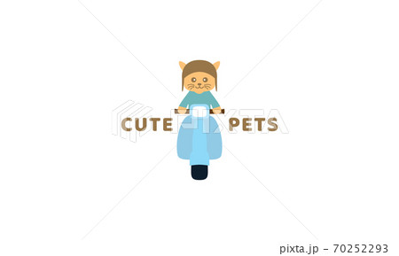 illustration cute cartoon cat ride motorcycle flat logo icon vector 70252293