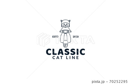 illustration cute cartoon cat ride motorcycle logo icon vector 70252295