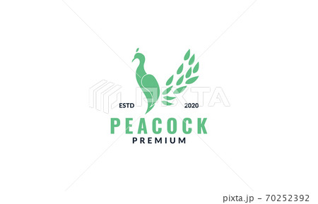 silhouette peacock bird with leaf green logo icon vector illustration 70252392